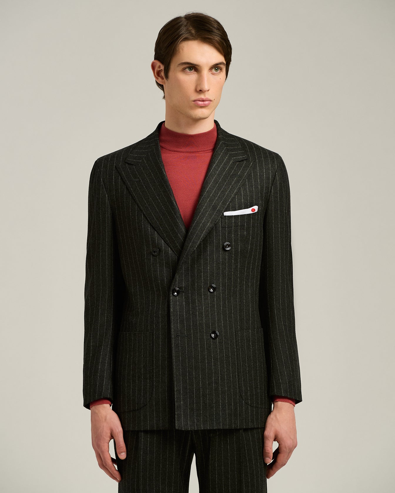 Kiton Zweireiher Anzug Nadelstreifen grau Gr.50