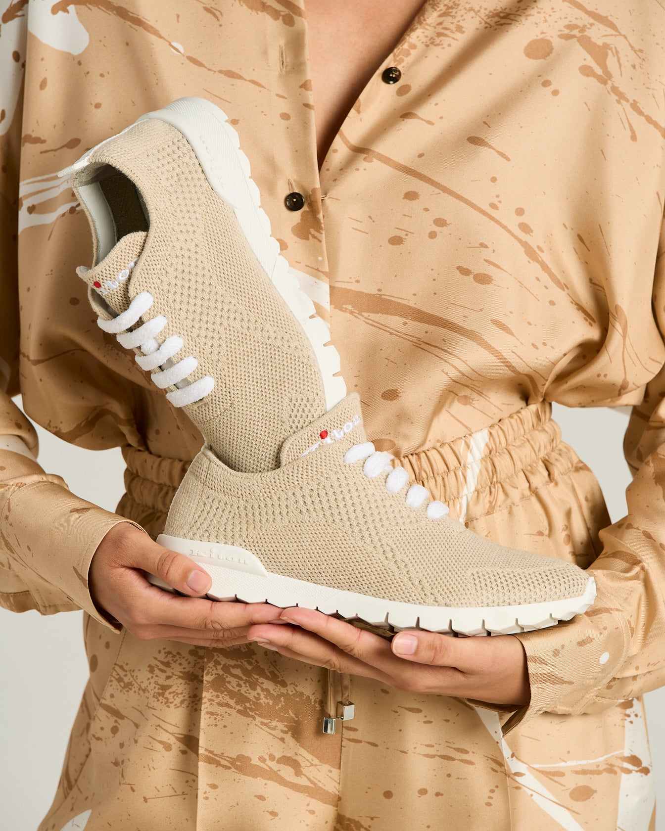 Kiton Fits Sneakers Kaschmir Schuhe Beige 40