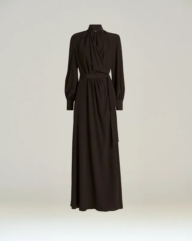 Kiton Seidenkleid Maxi Dunkelbraun Seide 40