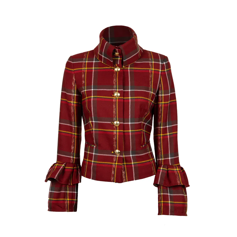 Rettl Women Grazella Jacke Wolle Mozart Karo Stehkragen