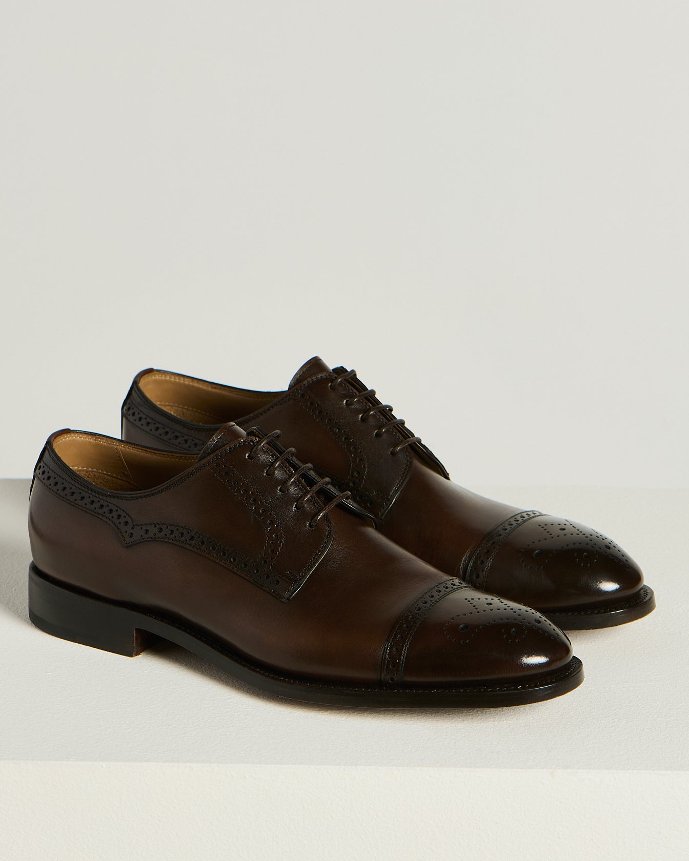 Kiton Roma Oxford Schuhe Dunkelbraun Kalbsleder