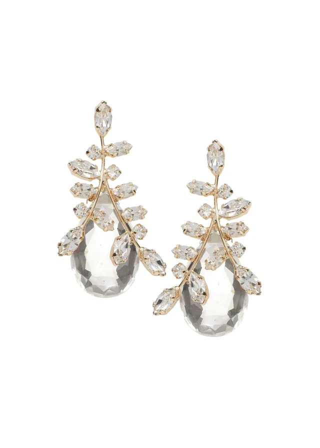 Elizabeth Bower Crystalla Dew Drop Hängeohrringe Rhodium