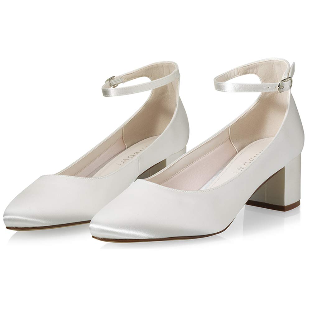 Rainbow Club Timeless Kamilla Ivory Satin Pumps 5 cm Blockabsatz