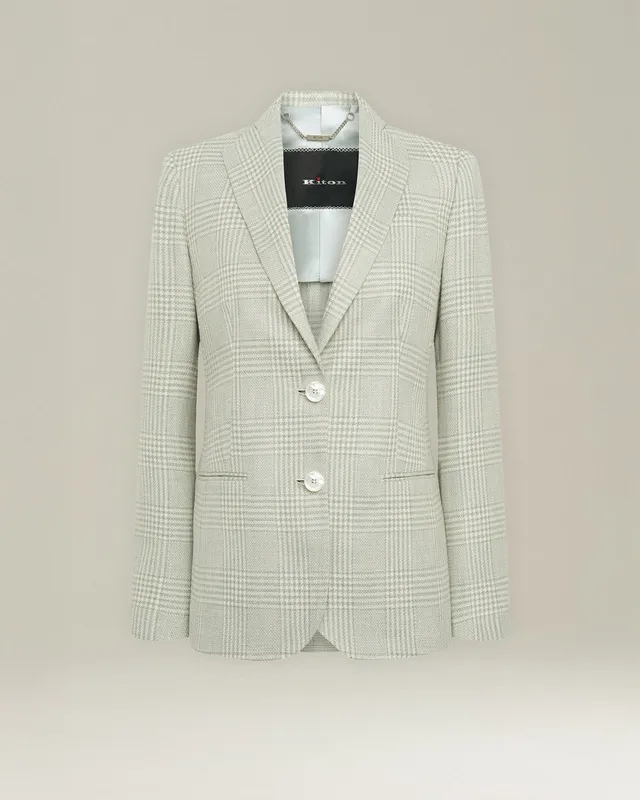 Kiton Jackets Blazer Principe di Galles Seidenblazer Seide