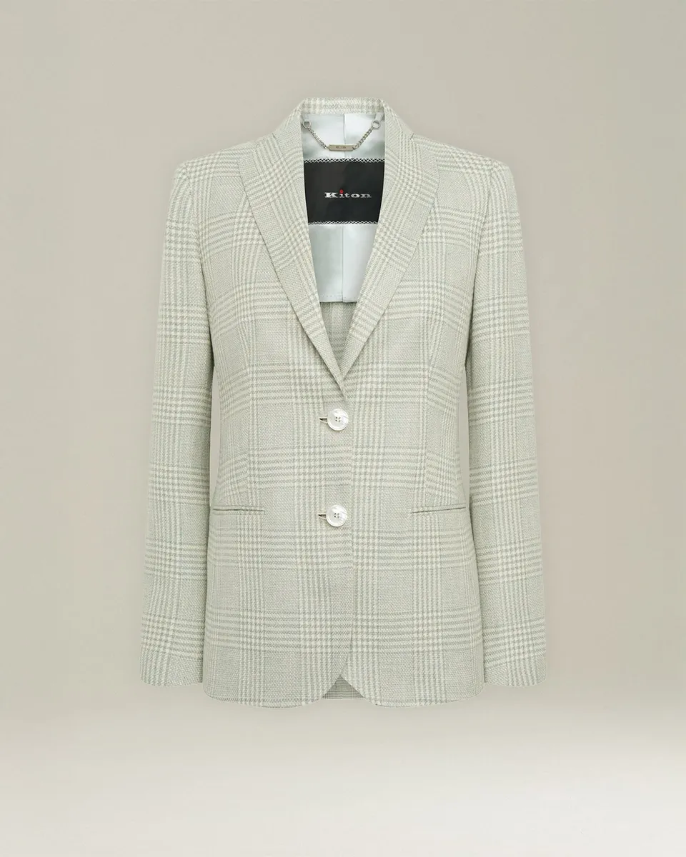 Kiton Jackets Blazer Principe di Galles Seidenblazer Seide