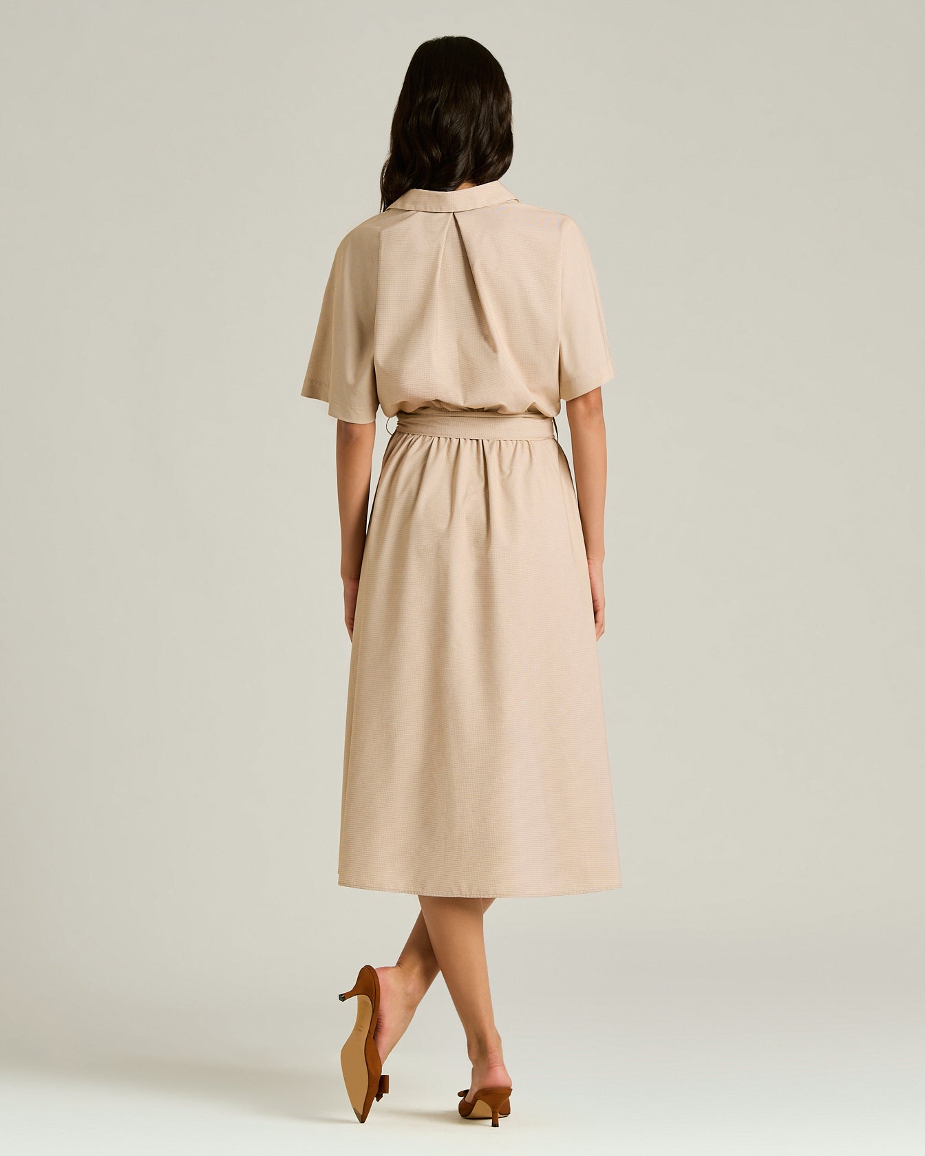 Kiton Dresses Belted Orange Kleid Gr.40 Nylon Seide Midi