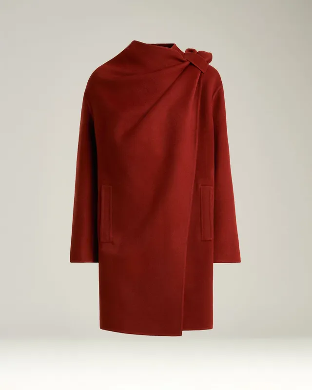 Kiton Outerwear Kaschmirmantel rost Drapierung