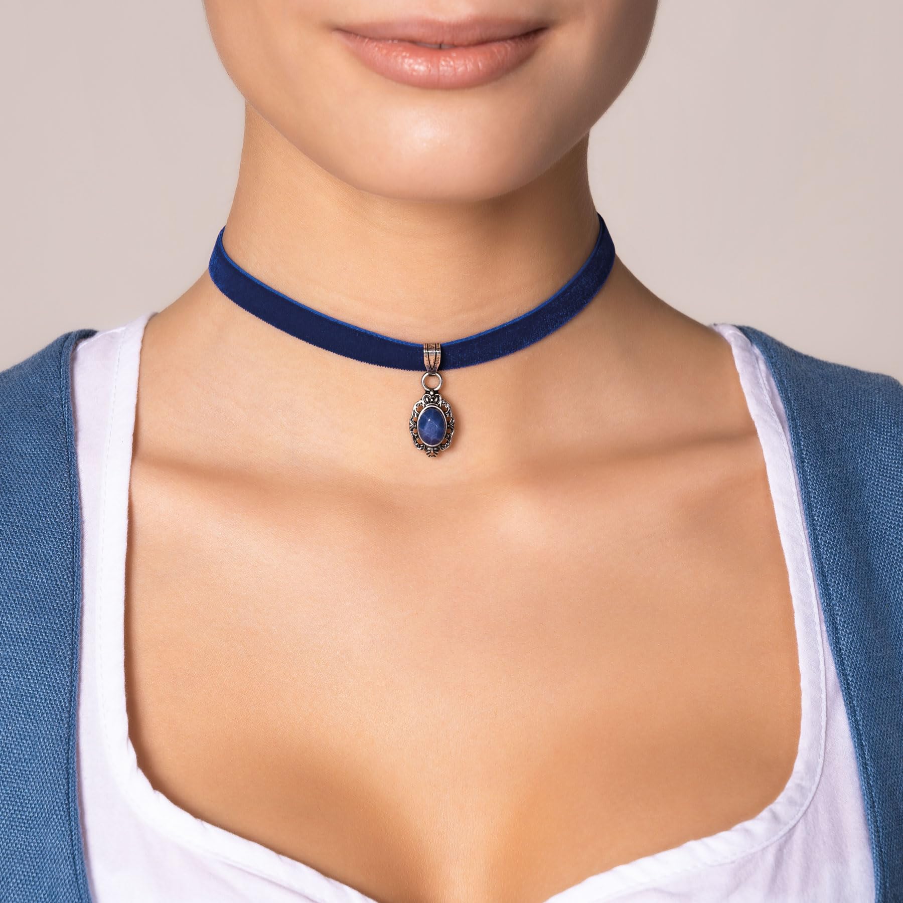 Alpenflüstern DAHEIM DHK196 Kropfband blau Samt