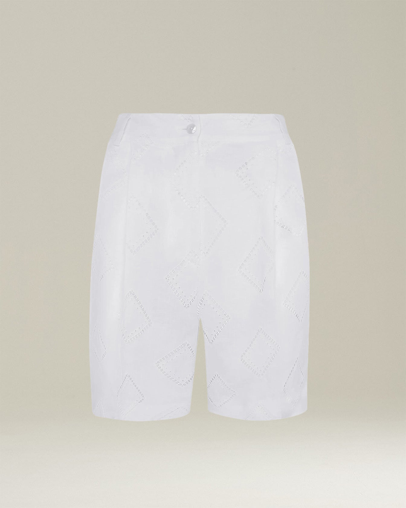 Kiton Pantaloni Lino Bermuda Shorts Weiß Baumwolle