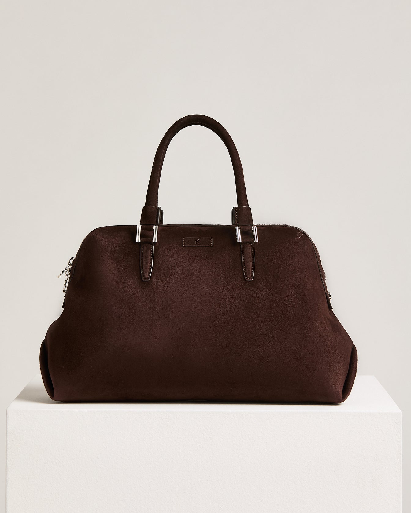 Kiton Kayly Handtasche Wildleder Braun Trapez Hand