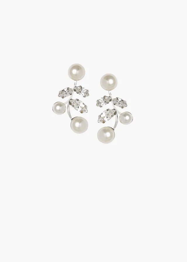 Elizabeth Bower Evie Ohrstecker Rhodium Perlen Kristalle Vintage