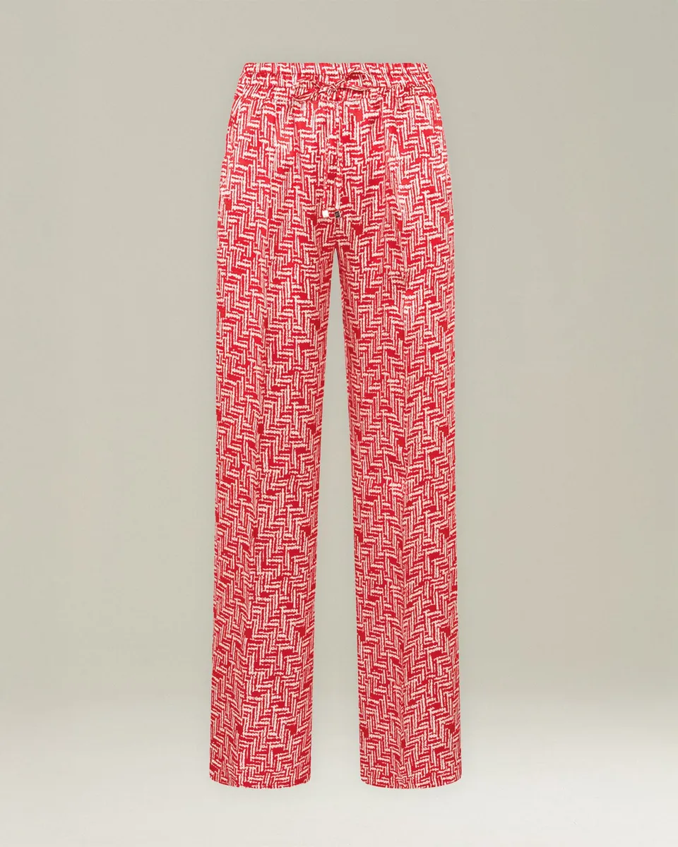 Kiton Seidenhose Scarlet Stairs Muster Gr. 44