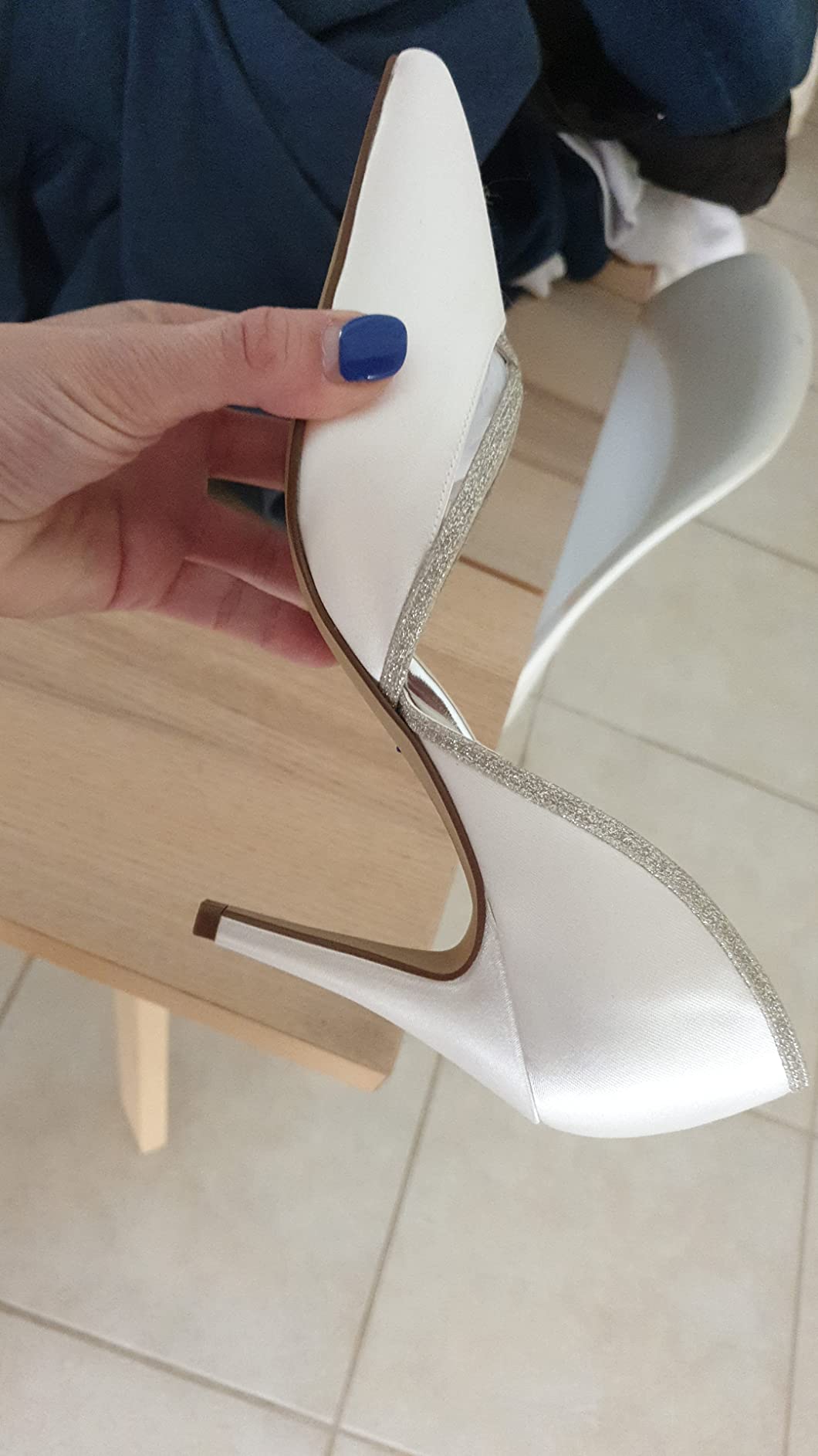 Rainbow Club Georgia High Heels Ivory Glitzer Satin