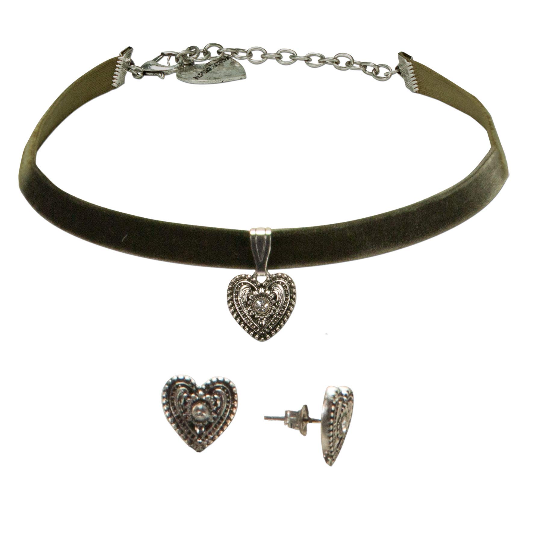 Alpenflüstern DAHEIM Schmuck-Set Kropfband Ohrstecker schwarz
