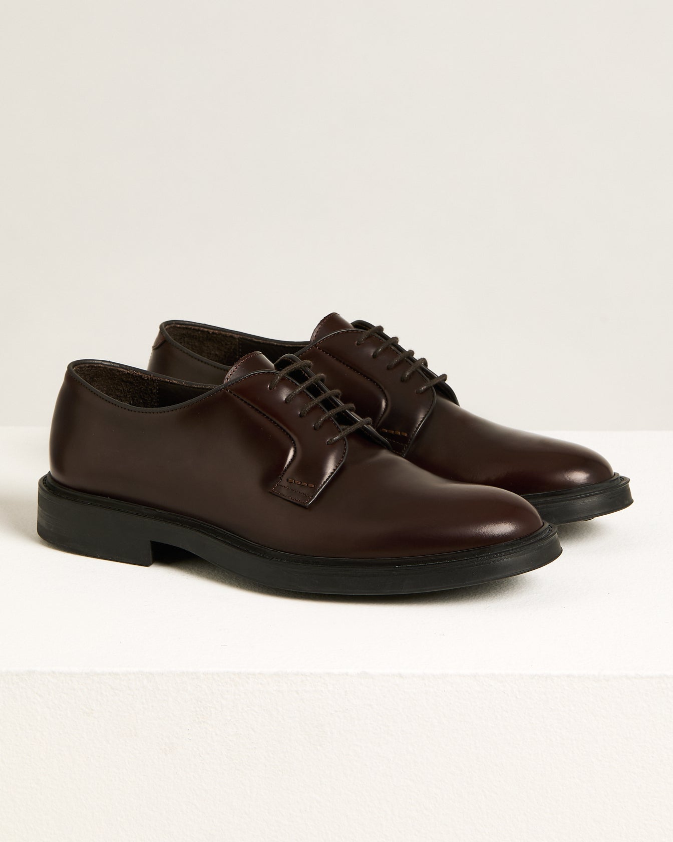 Kiton Shoes Derby Glattleder Schnürer Bordeaux Kalbsleder