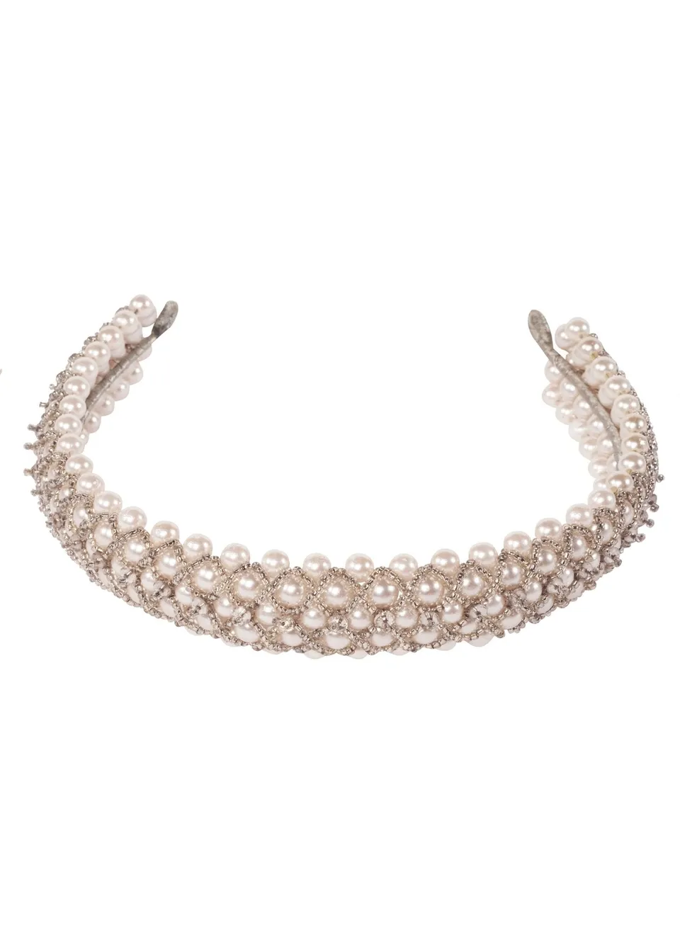 Elizabeth Bower Audrey Pearl Braut Haarband Perlen gewebt