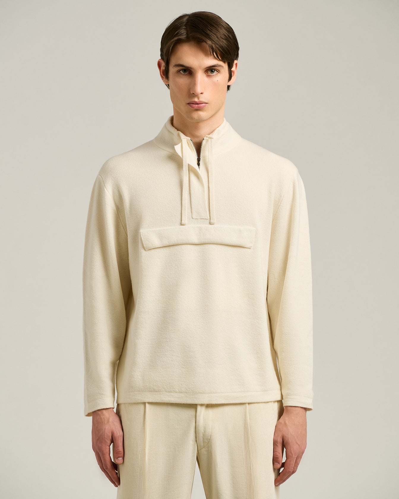 Kiton Knitwear Cream Cashmere Sweatshirt creme Tasche