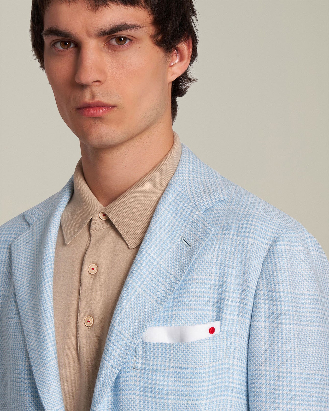 Kiton Giacca Sakko Hellblau Kaschmir Prince of Wales