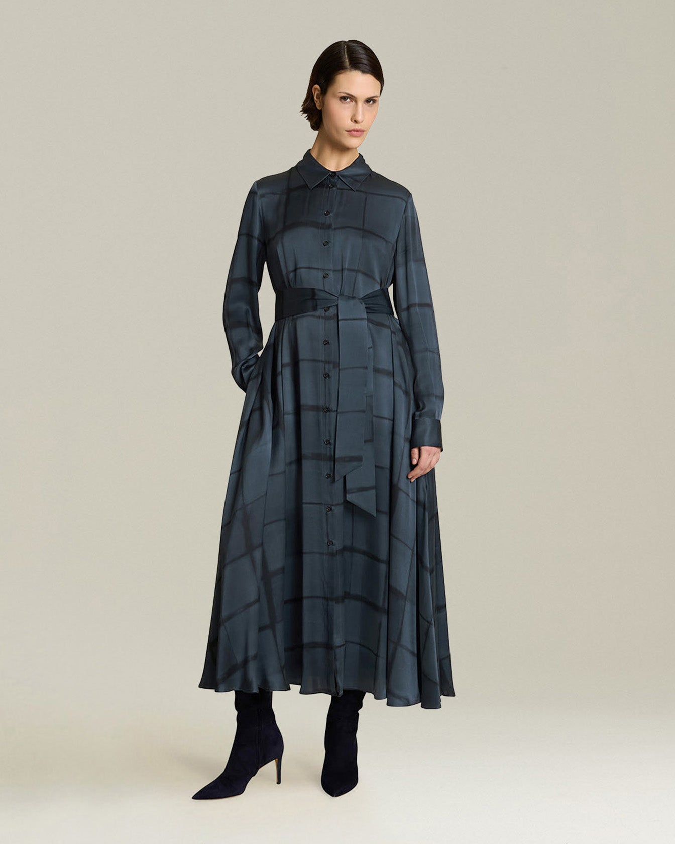 Kiton Abito da Sera Kleid Seide Geometrisch M