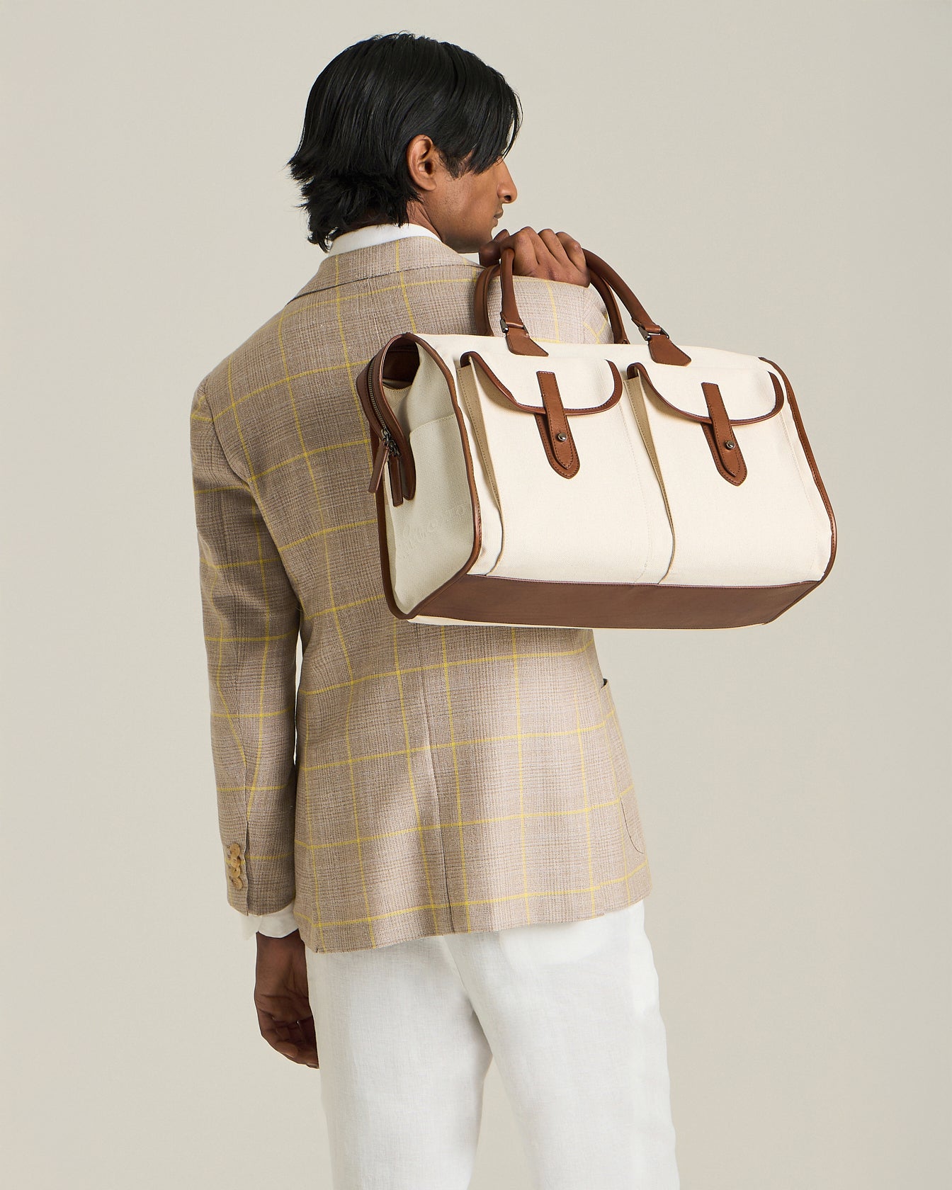 Kiton Journey Baumwoll Tasche TU Kalbsleder