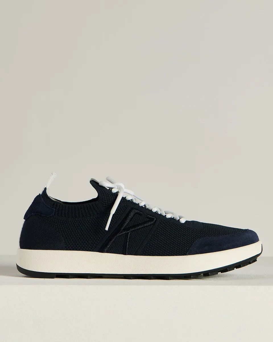 Kiton Shoes Blue Cotton Sneaker blau Leder Gr. 42