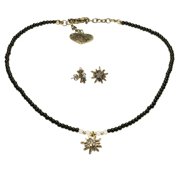 Alpenflüstern DAHEIM SET014 Trachtenset Kette Ohrstecker gold