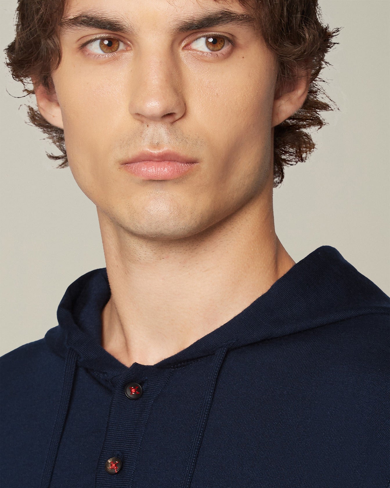 Kiton Kaschmir Seide Kapuzenpullover Knopf Herren
