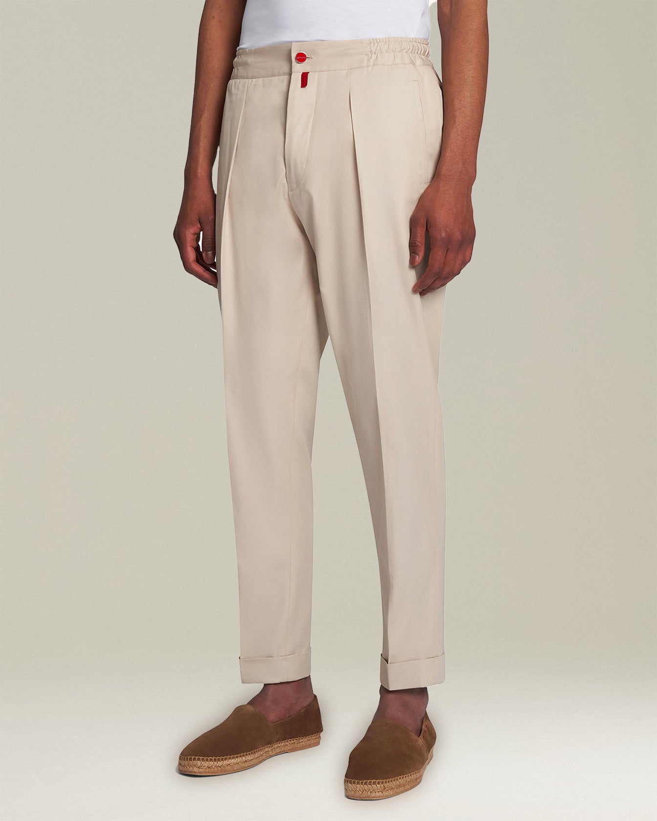 Kiton Pantalone Cotone Jogger Hose Beige Baumwolle