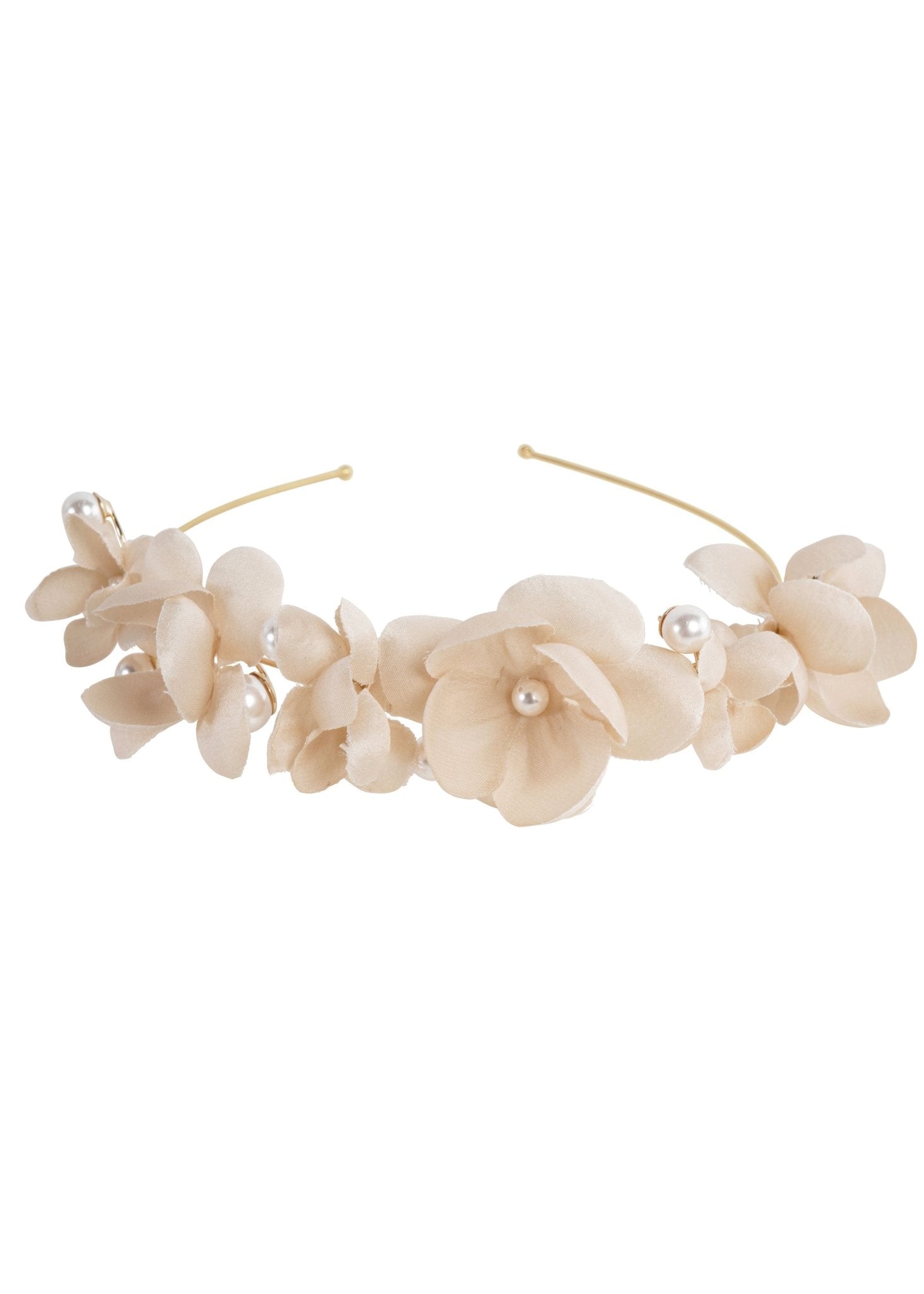 Elizabeth Bower Organna Floral Pearl Haarreif Rhodium Ivory