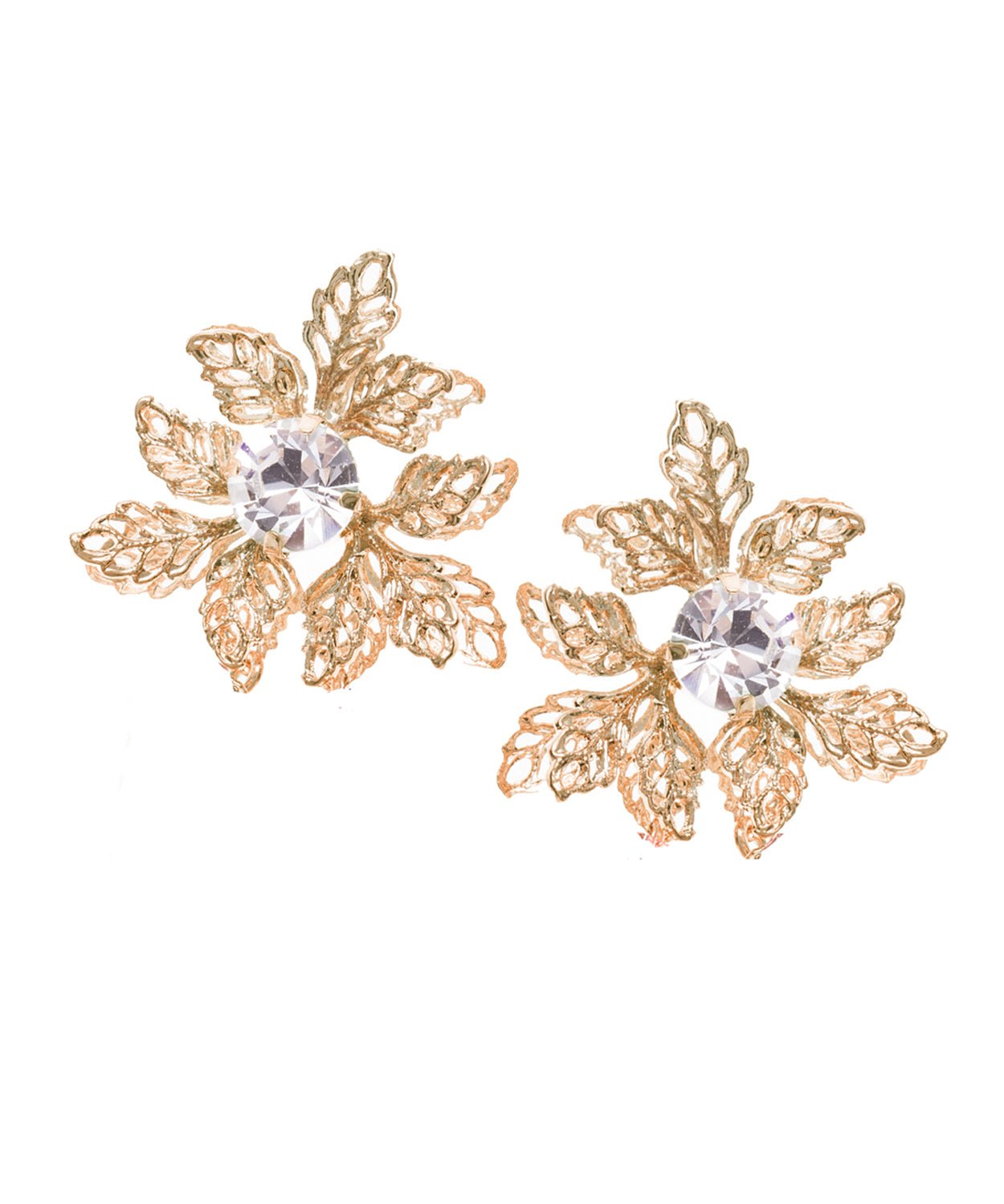 Elizabeth Bower Lily Leaf Studs Ohrstecker Gold Kristall