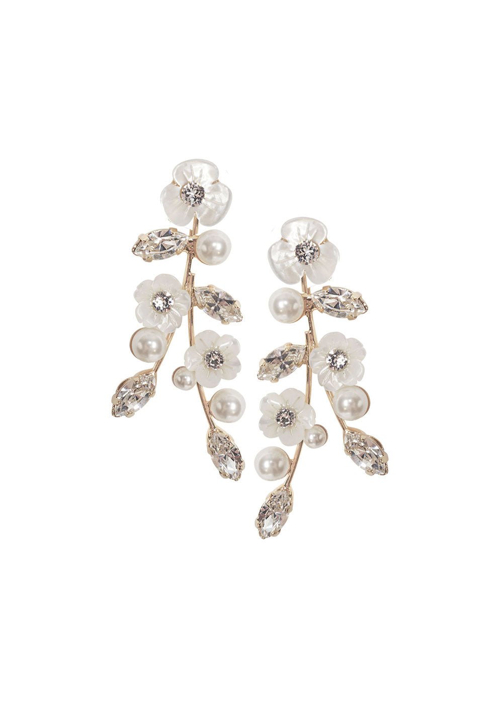 Elizabeth Bower Trill Mini Floral Chandelier Ohrringe Rhodium Kristall