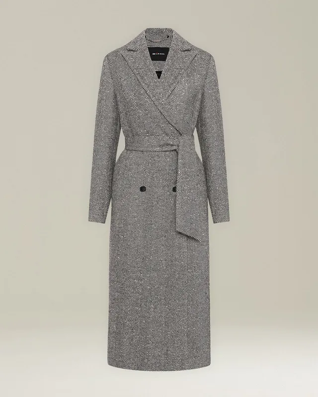 Kiton Outerwear Mantel Damen Cashmere Fischgrat