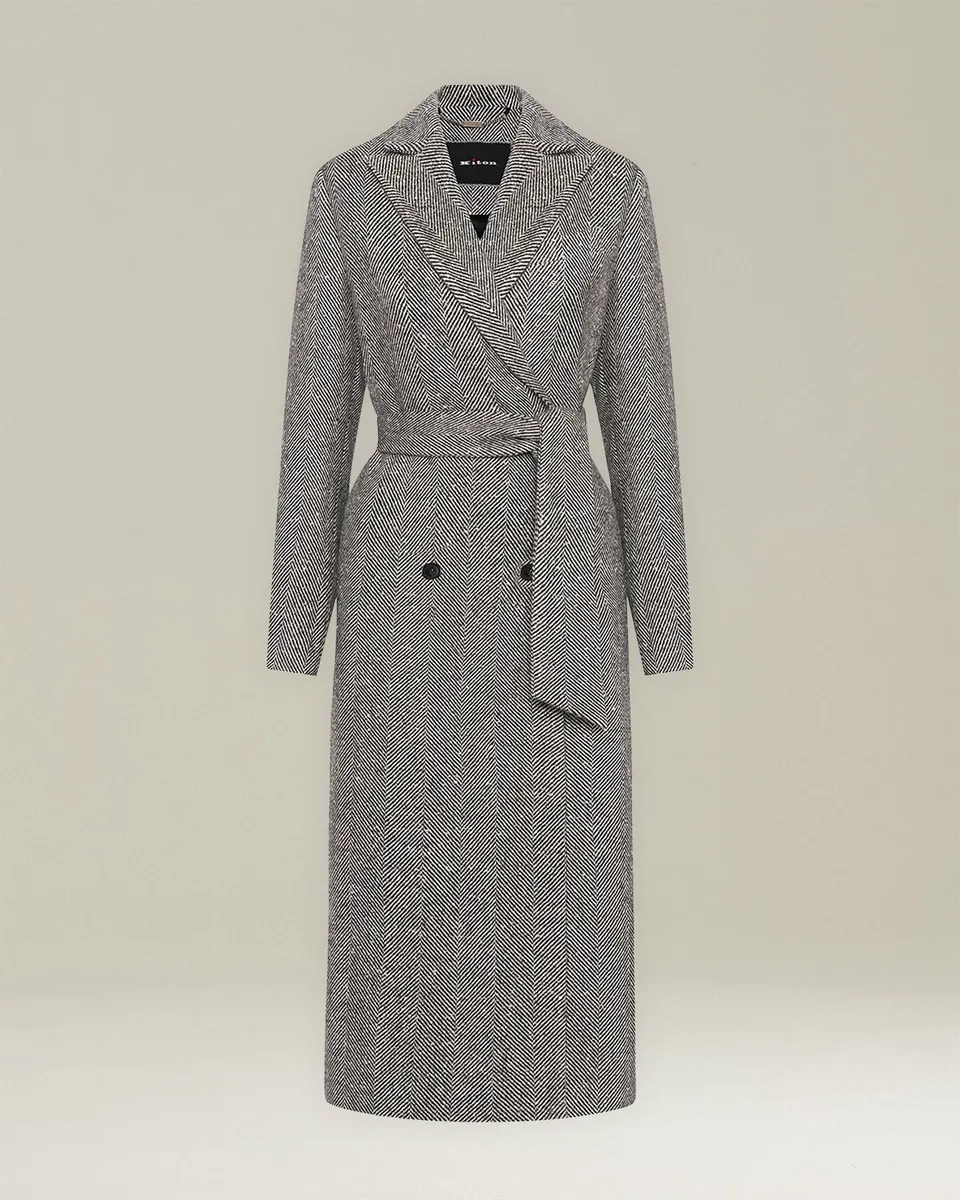 Kiton Outerwear Mantel Damen Cashmere Fischgrat