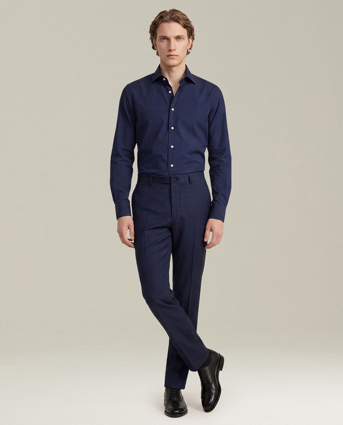 Kiton Shirts Denim Hemd nachtblau Perlmutt Gr. 40