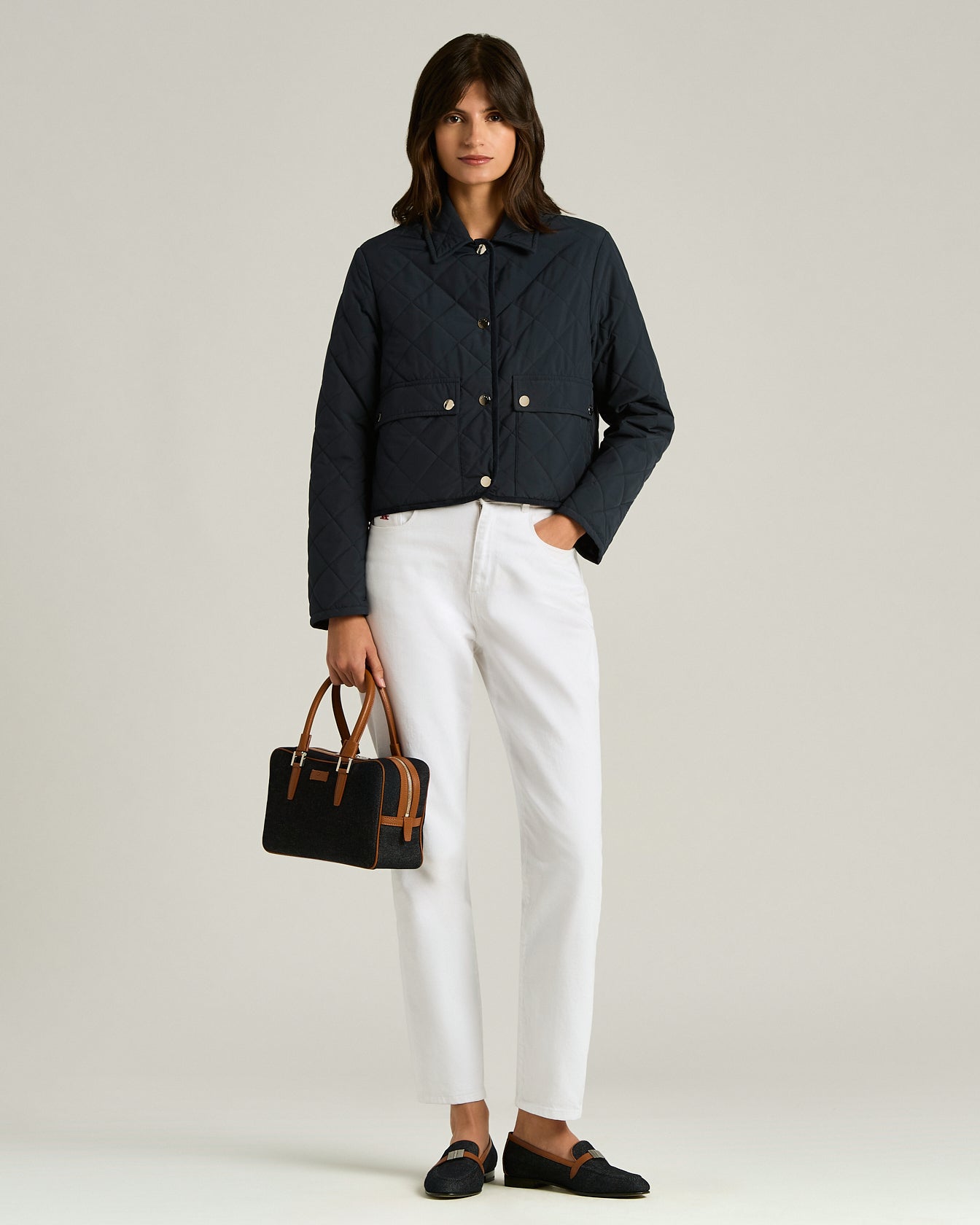 Kiton Kiss Me Tasche Baumwolle Leder TU natur