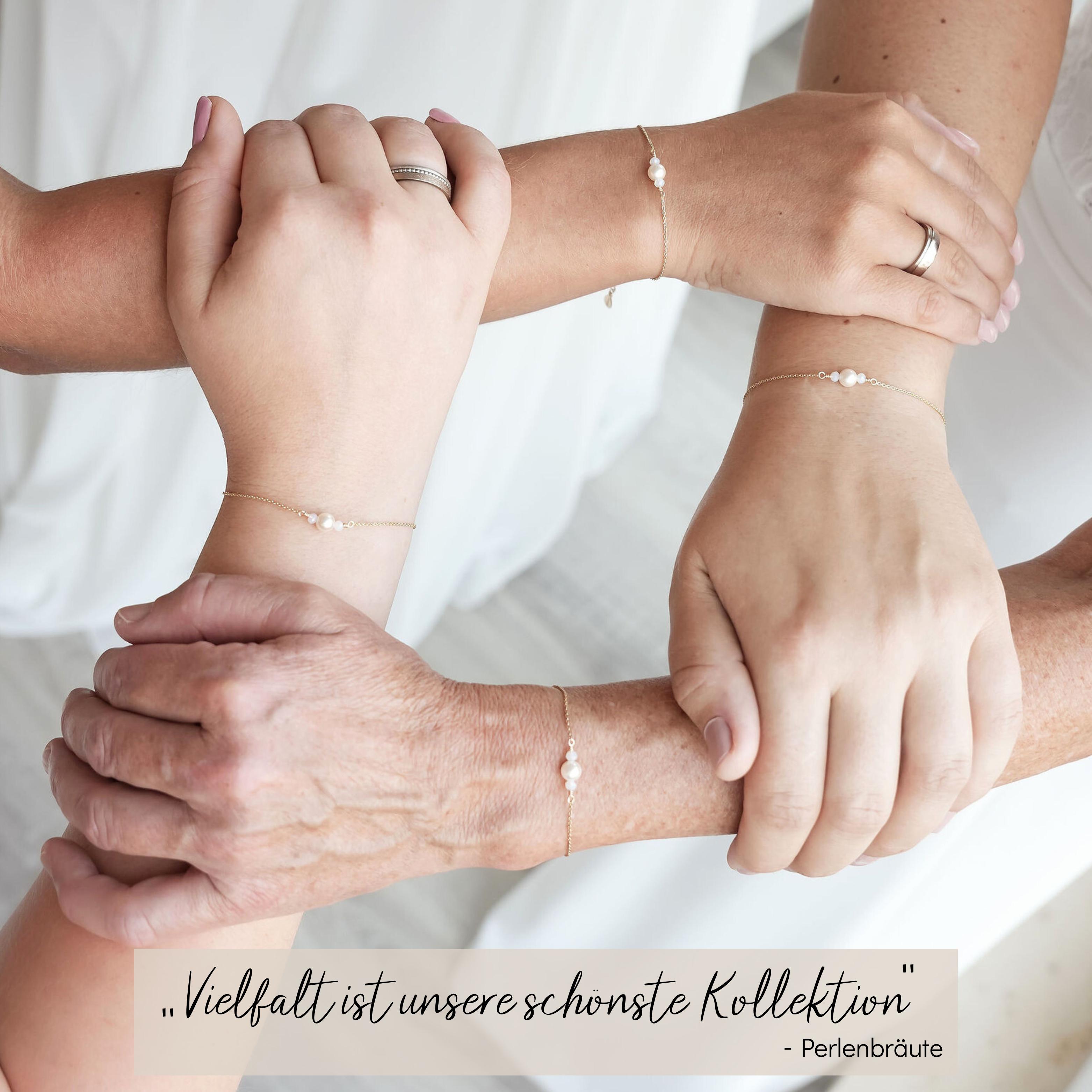 Perlenbräute Ari Brautarmband Perlen Gold 16-19 cm
