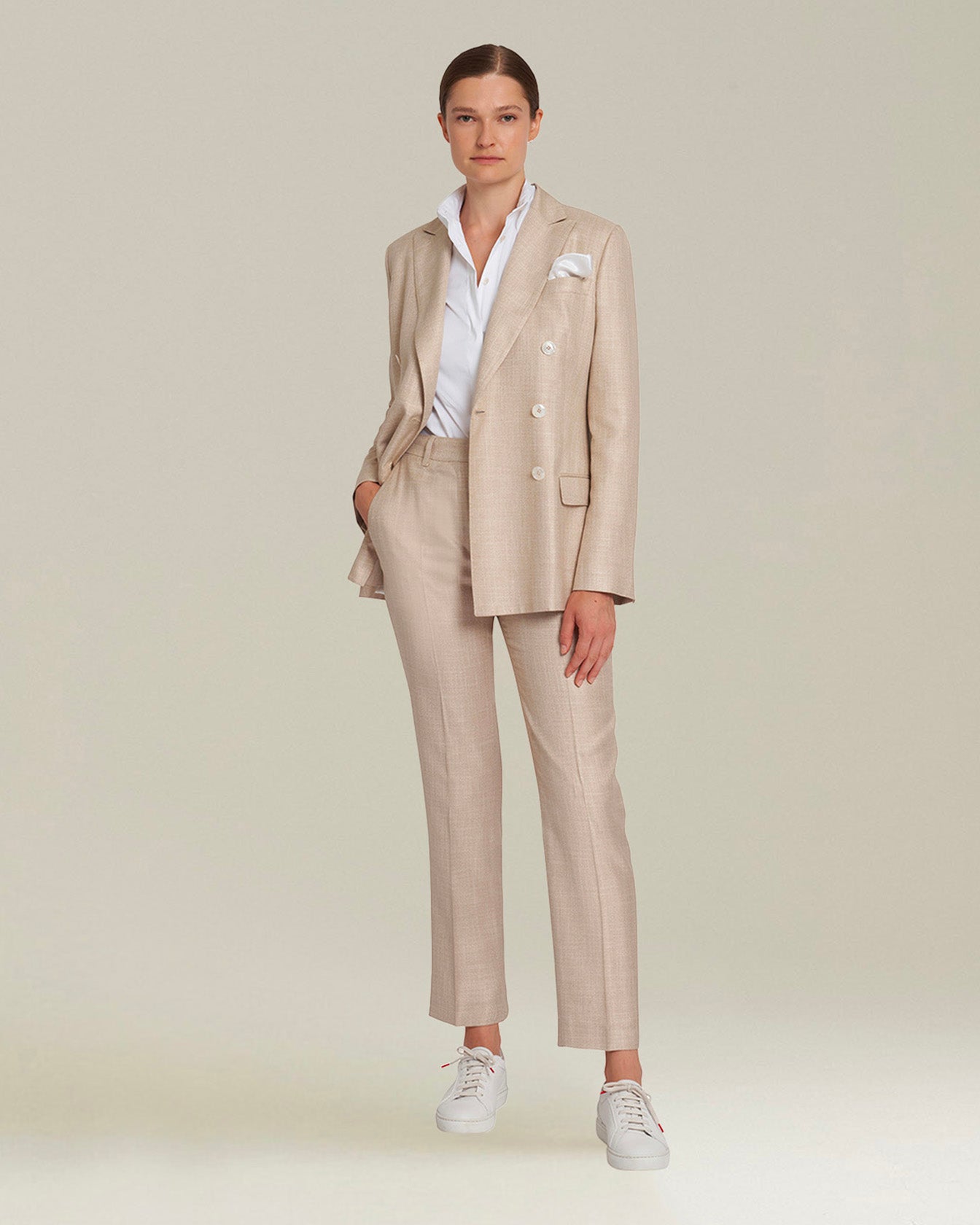 Kiton Jackets Beiges Doppelreiher Sakko Bambus Seide