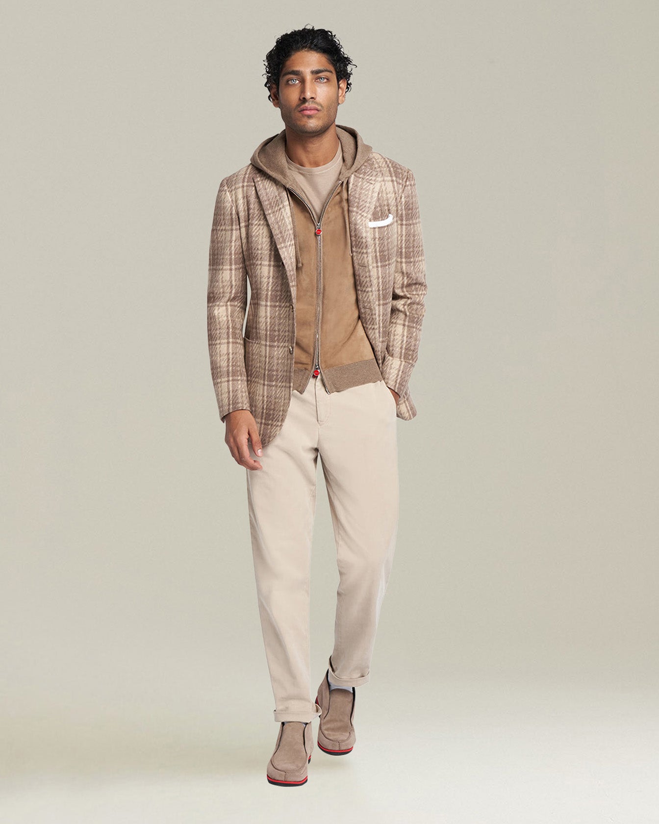 Kiton Trousers Hose Beige Kordelzug Baumwolle-Kaschmir