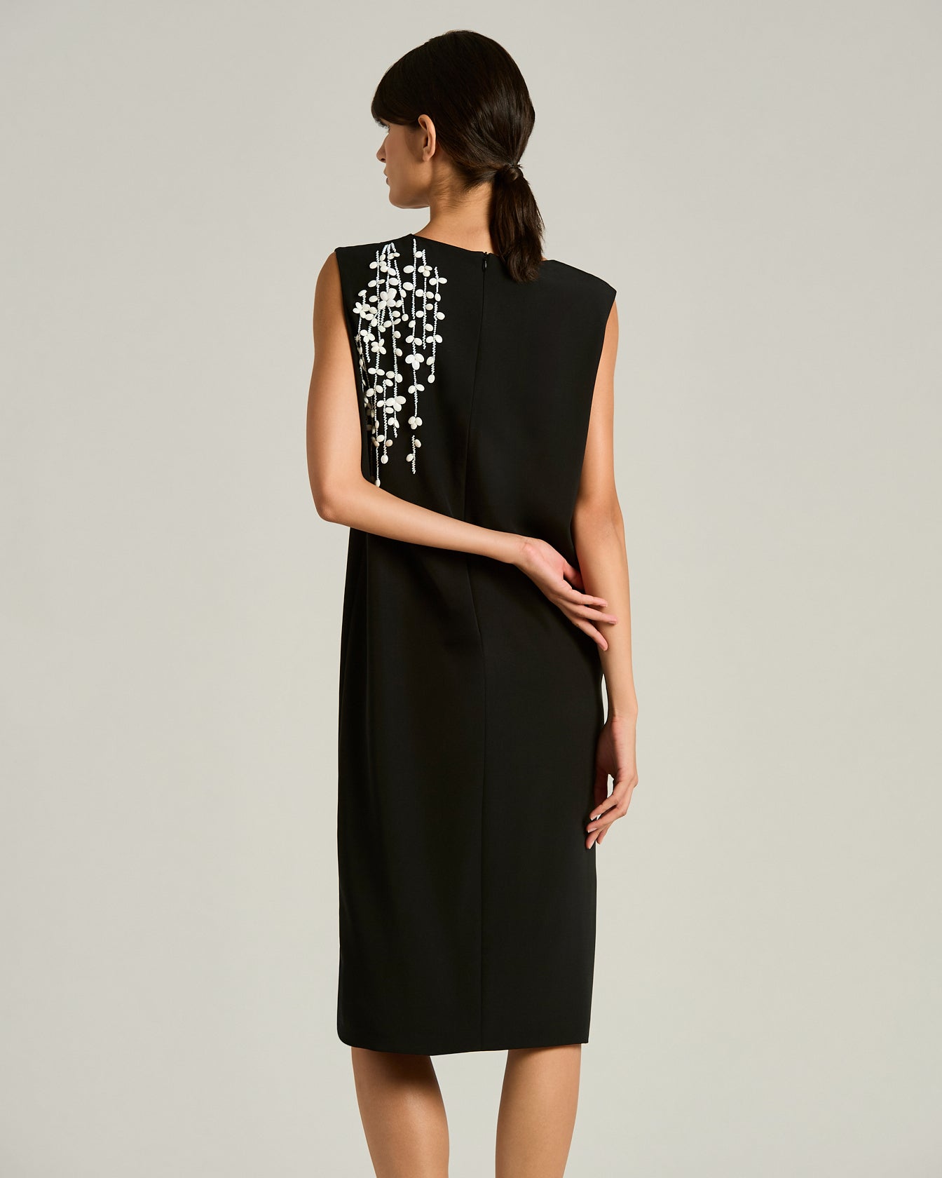 Kiton Dresses Black Silk Dress Seidenkleid schwarz Stickerei