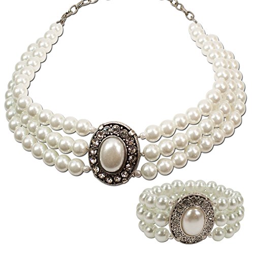 Alpenflüstern Daheim Sissi SET025 Schmuckset creme-weiß Perlen