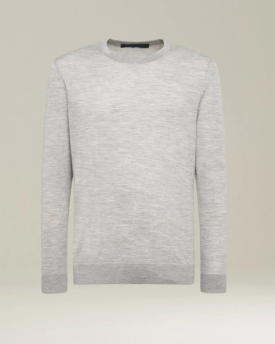 Kiton Knitwear Jersey Rundhals Pullover Wolle Hellgrau Gr. M