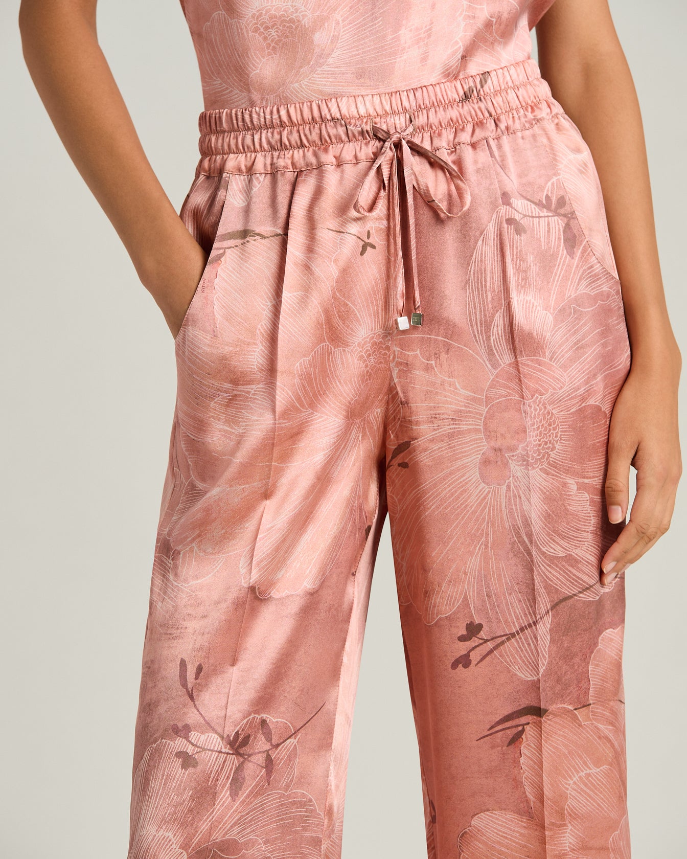 Kiton Seidenhose Rose Gemustert Weit Größe 42