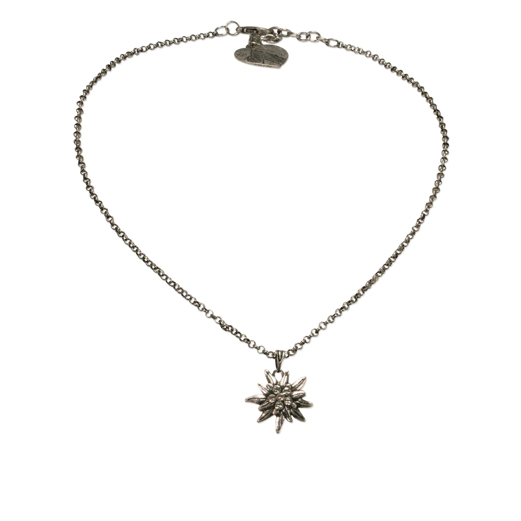 Alpenflüstern DAHEIM Trachtenkette Edelweiß antik-silber