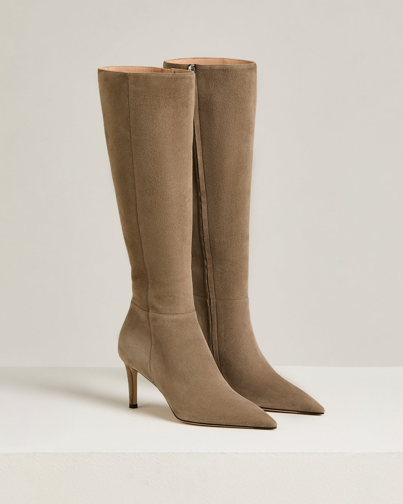 Kiton Shoes Beige Kid Suede Stiefel 38 Stiletto