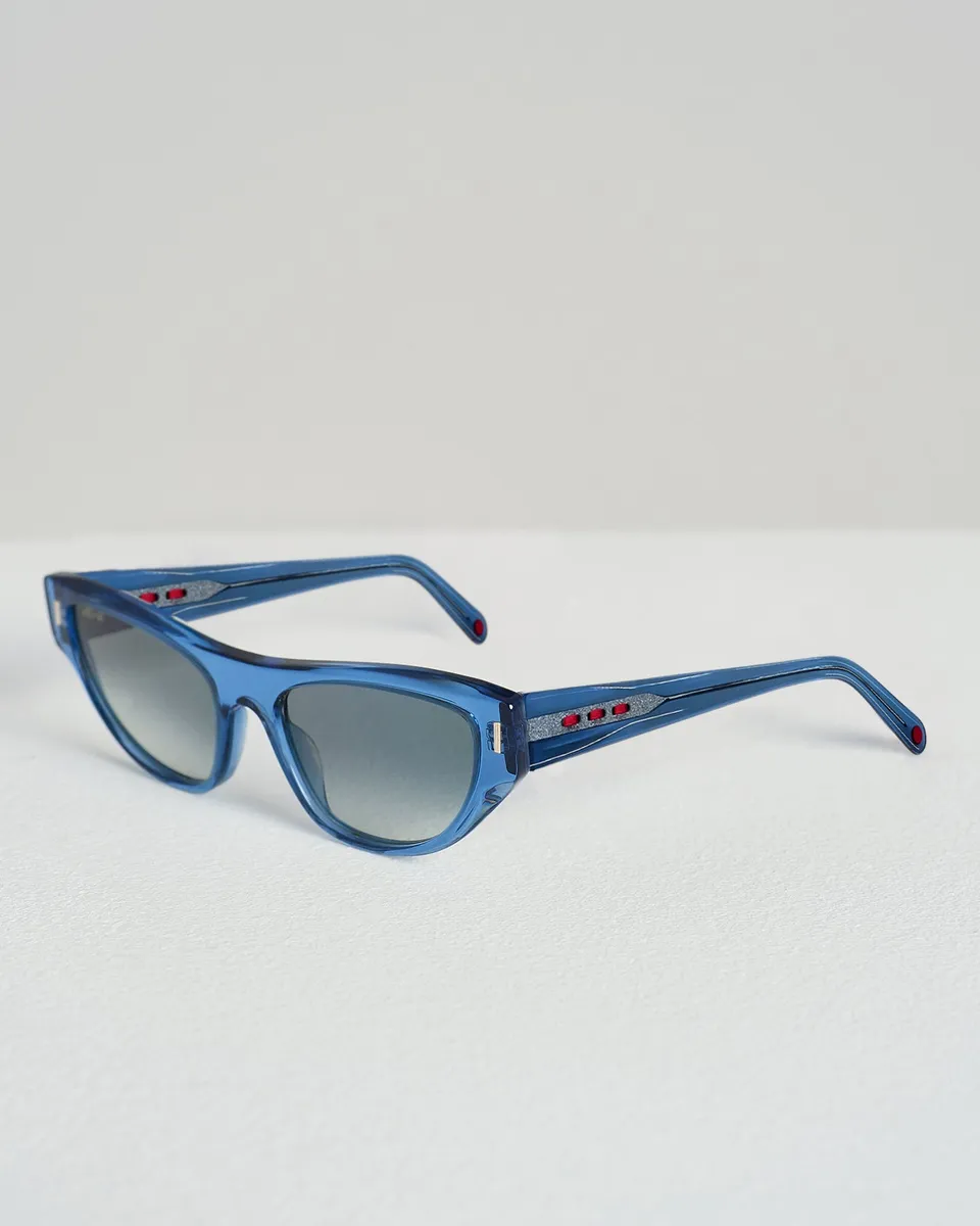 Kiton Cat-Eye Sonnenbrille Blau TU Photochrom Acetat