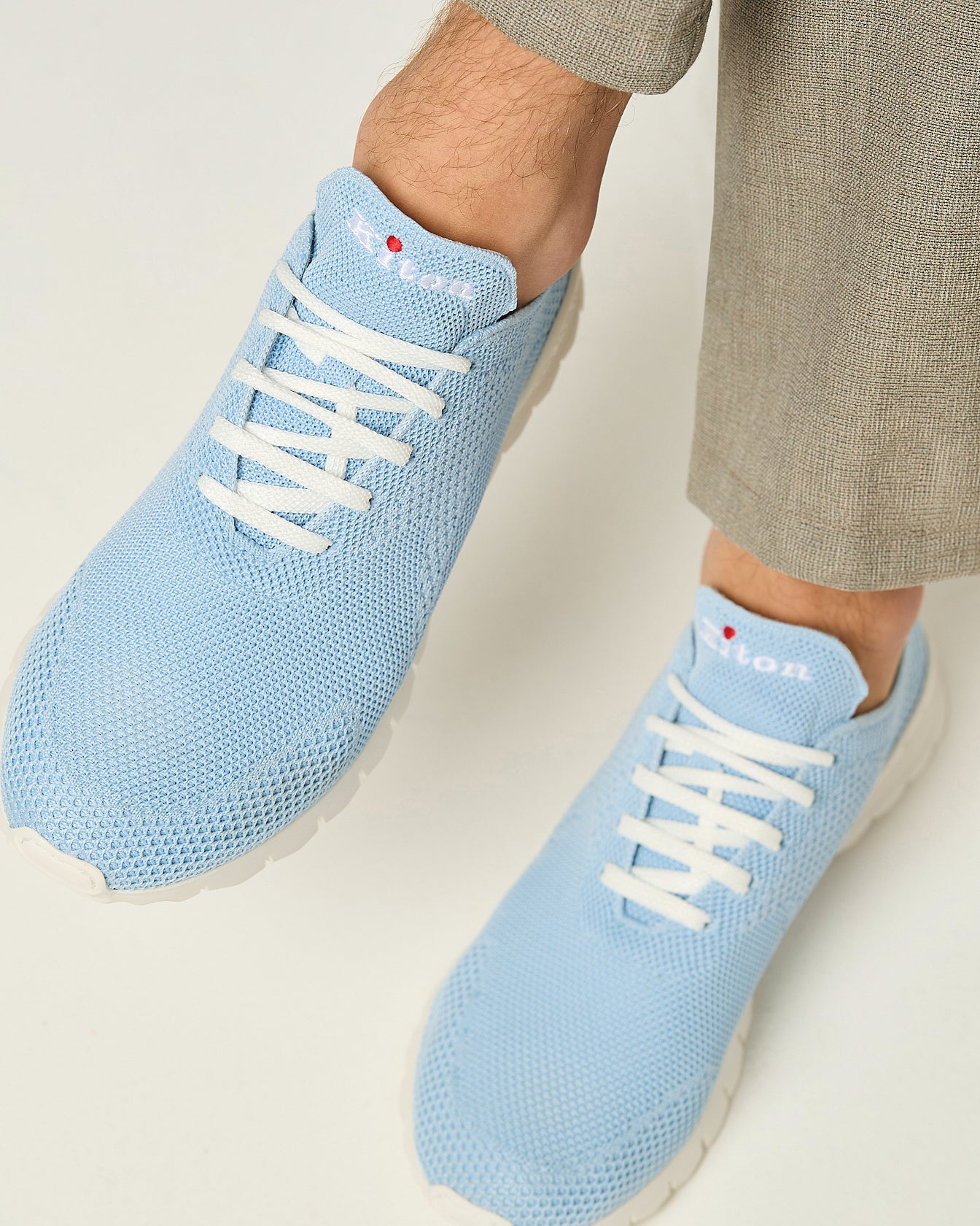 Kiton Fits Sneaker Baumwolle hellblau Strick-Sneaker