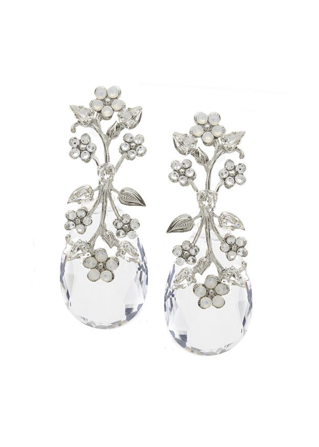 Elizabeth Bower Sakura Dew Tropfenohrringe Rhodium Opal 80mm