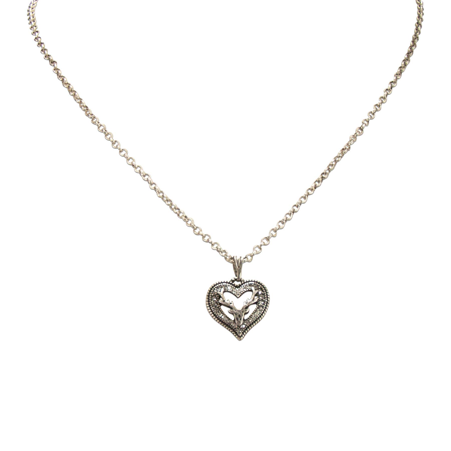 Alpenflüstern DHK265 Trachtenkette Strassherz Hirsch antik-silber