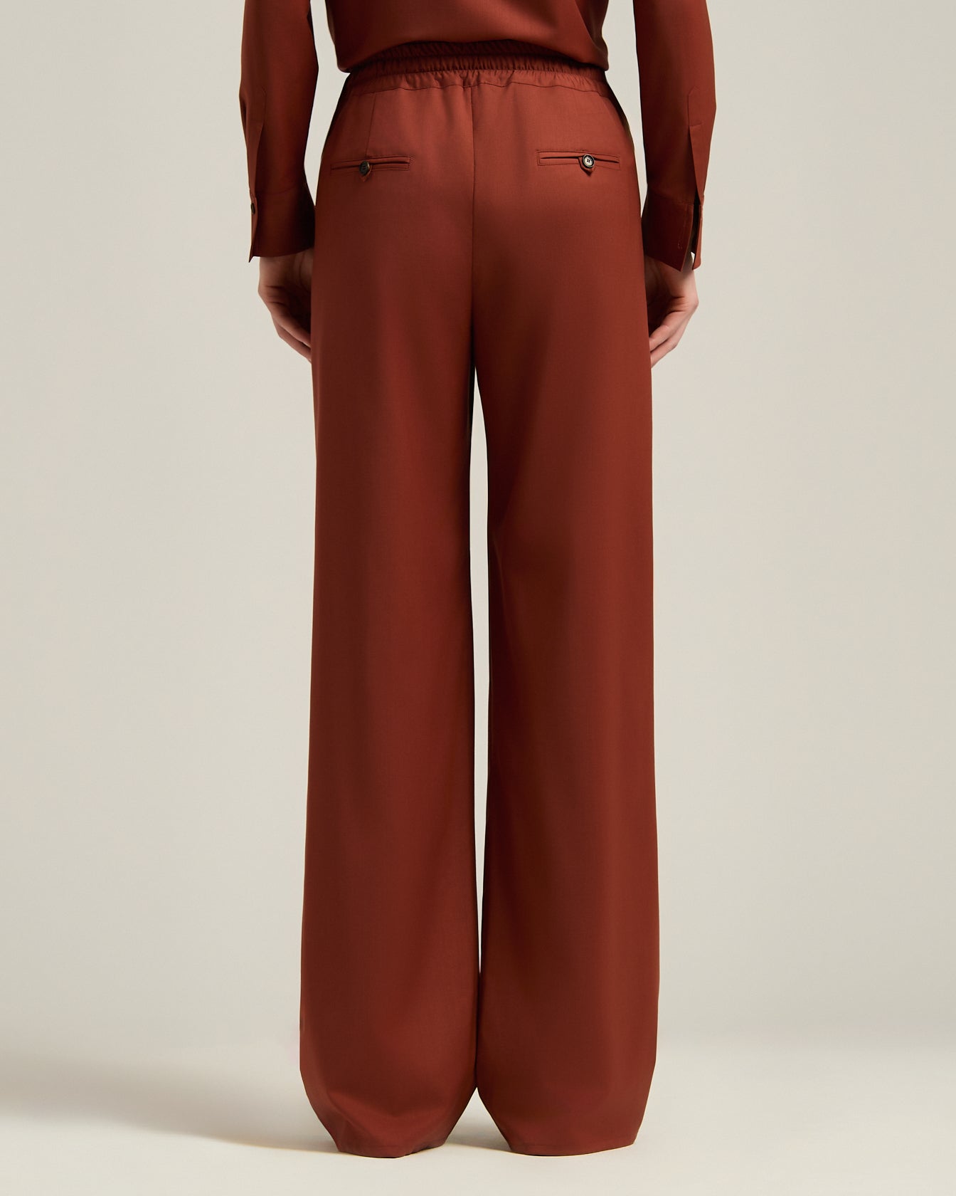 Kiton Palazzo Hose Wolle Terracotta elastisch