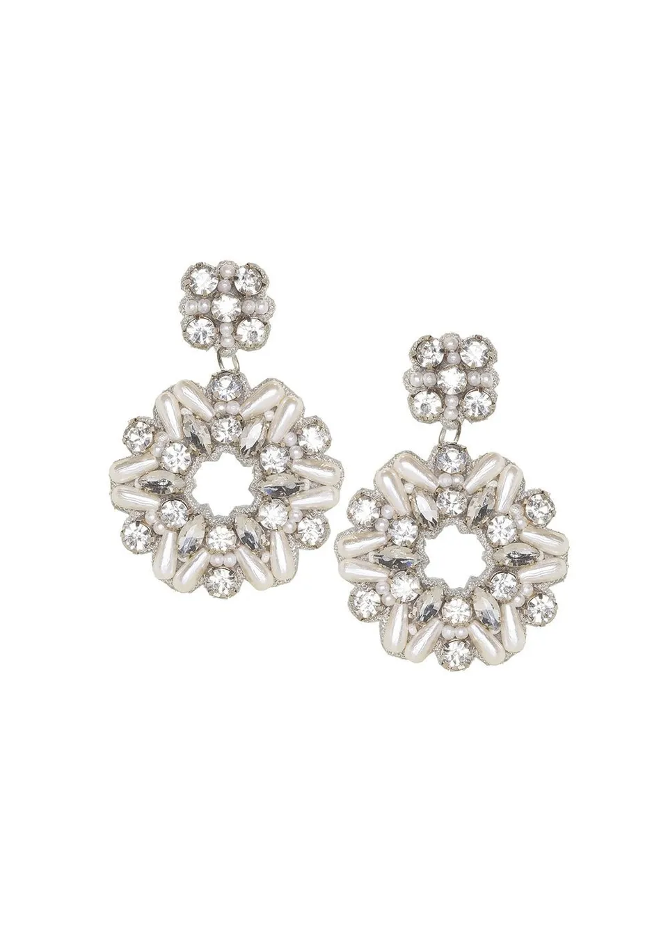 Elizabeth Bower Sheilda Creolen Braut Rhodium Perlen 40mm